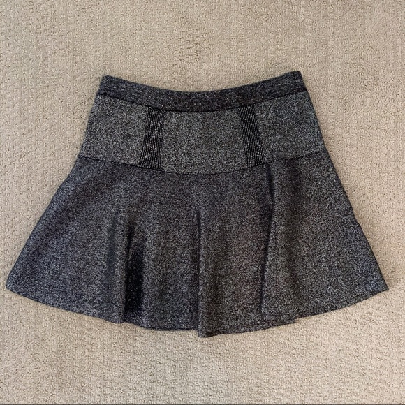 Candies Sparkly Fit and Flare Mini Skirt Charcoal Gray with Shine - Picture 3 of 3